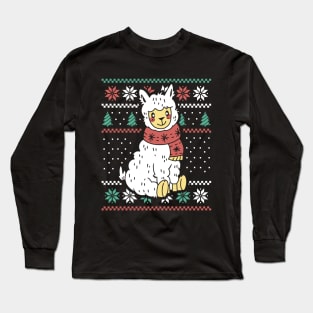 Funny Llama Ugly Christmas Sweater Long Sleeve T-Shirt